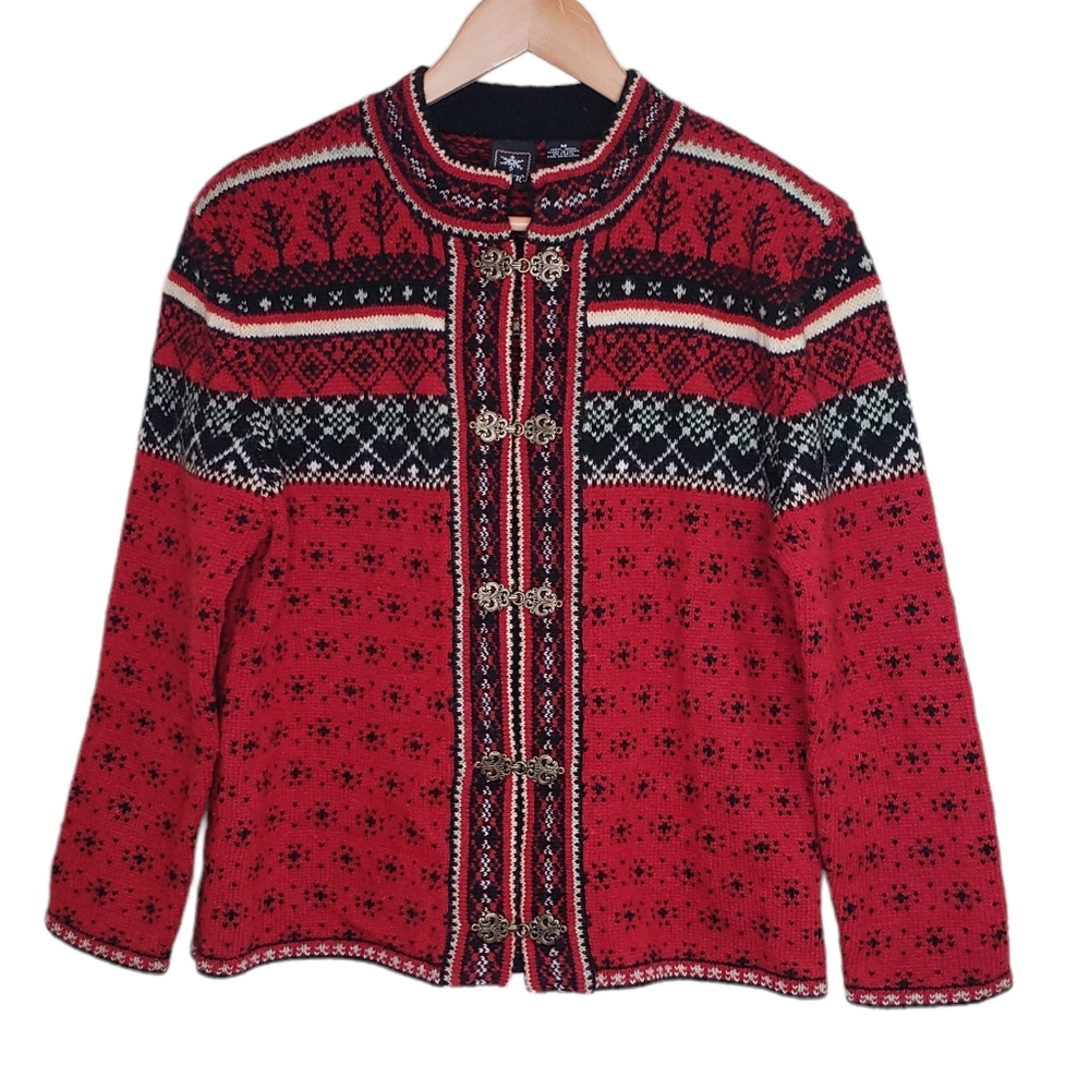 Vintage Skyr Icelandic Nordic Fair Isle Cardigan Sweater